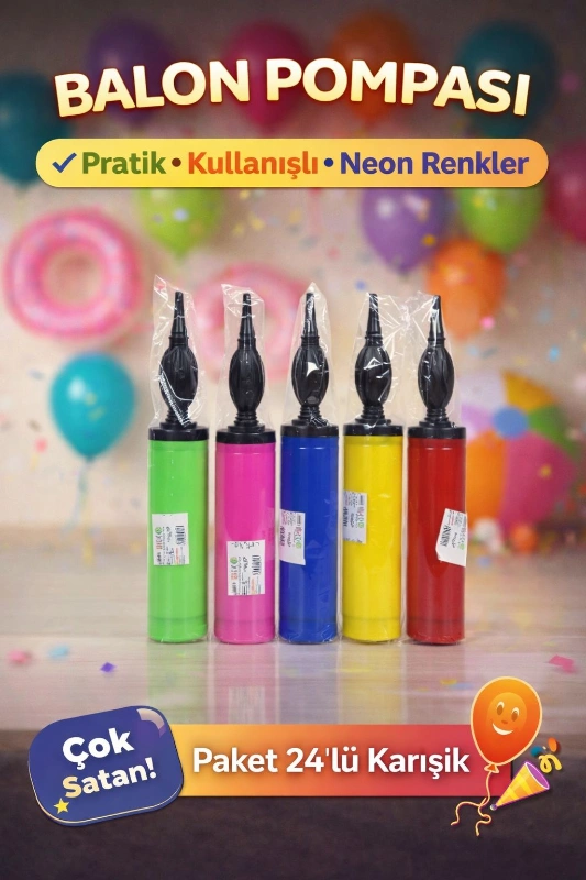BALON POMPASI RENKLİ MODEL / 24LÜ PAKET